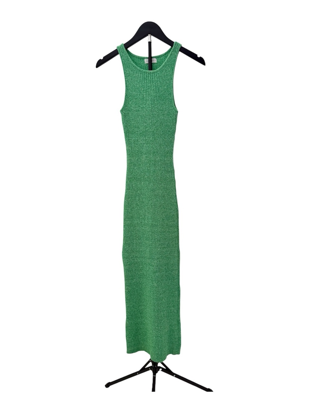 Sleeveless Green Ribbed Maxi Dress